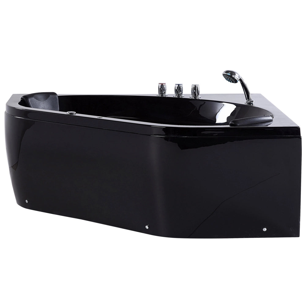 Vasca Idromassaggio Angolare Nero Sanitario Acrilico LED 140 cm