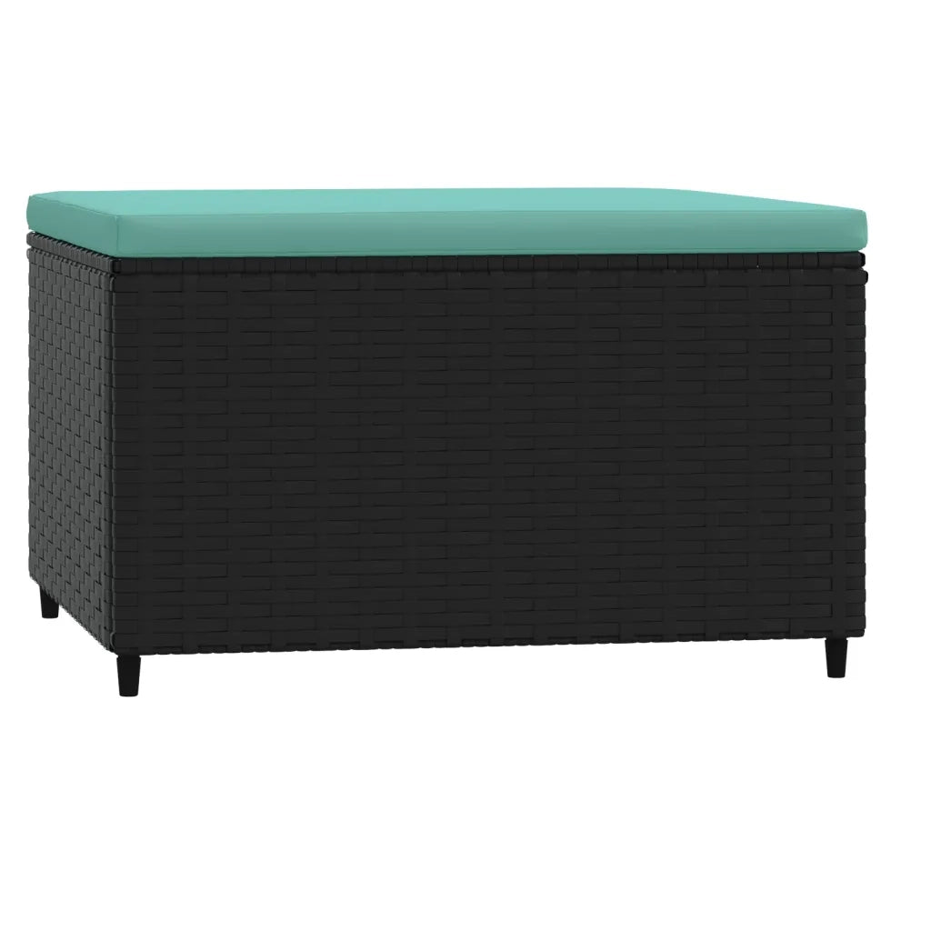 Poggiapiedi da Giardino con Cuscini in Polyrattan Nero CFW6118003