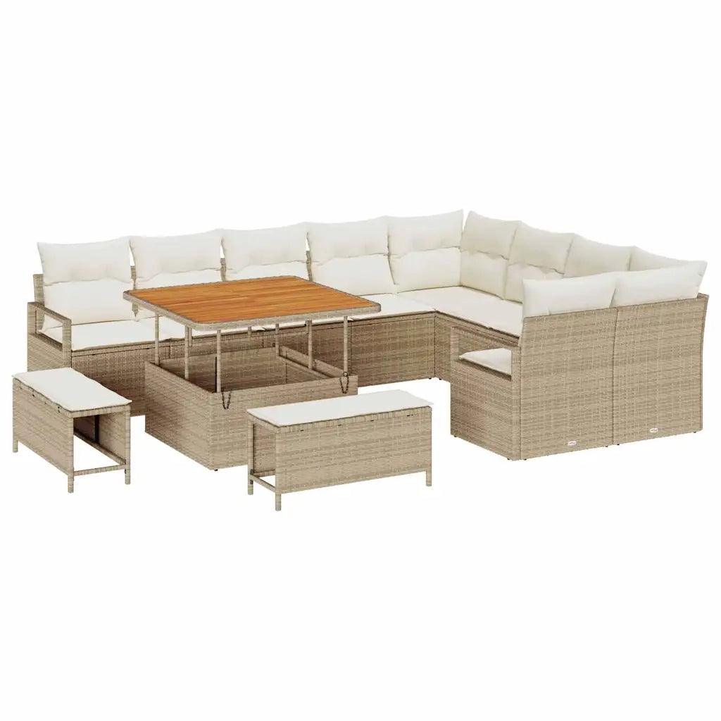 Set Divano da Giardino con cuscino 12 pcs Beige e Crema 3364506
