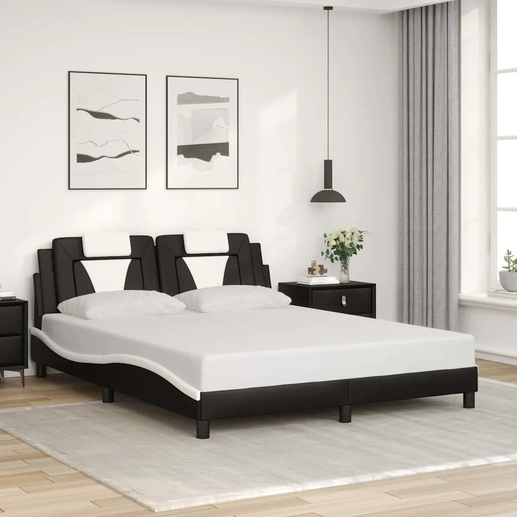 Giroletto Viana senza Materasso Nero e Bianco 160x200 cm in Similpelle