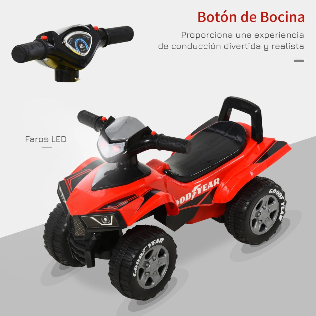 Quad Cavalcabile per Bambini 18-36 Mesi ¨C Xylo ¨C Rosso con Luci e Clacson 60x31x42 cm