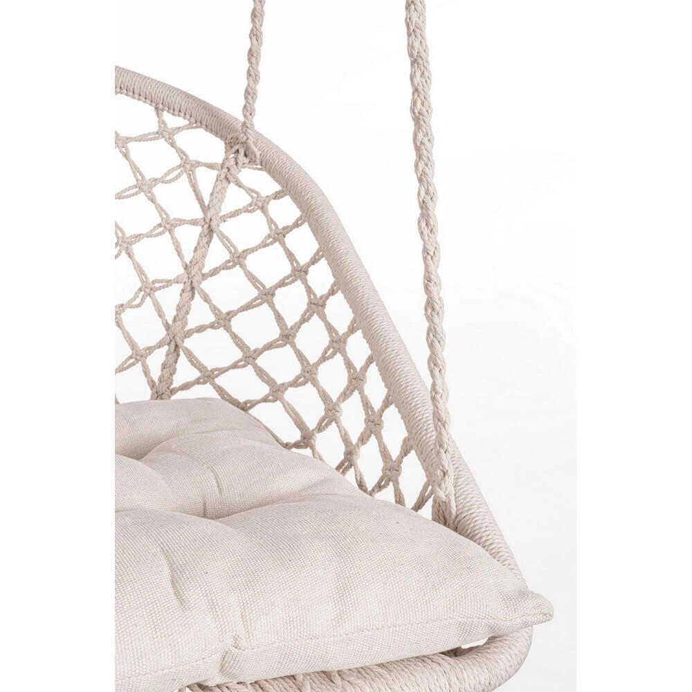 Poltrona Amaca Pensile in Macramé con Cuscino e Frange - MONTANA
