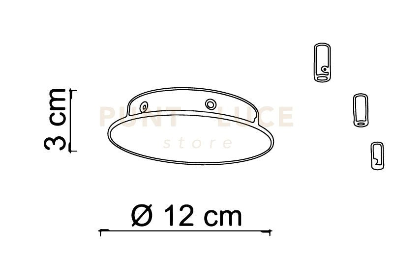 BASE-3R N BASE A RAGGIO nero opaco d.12cm 3 luci