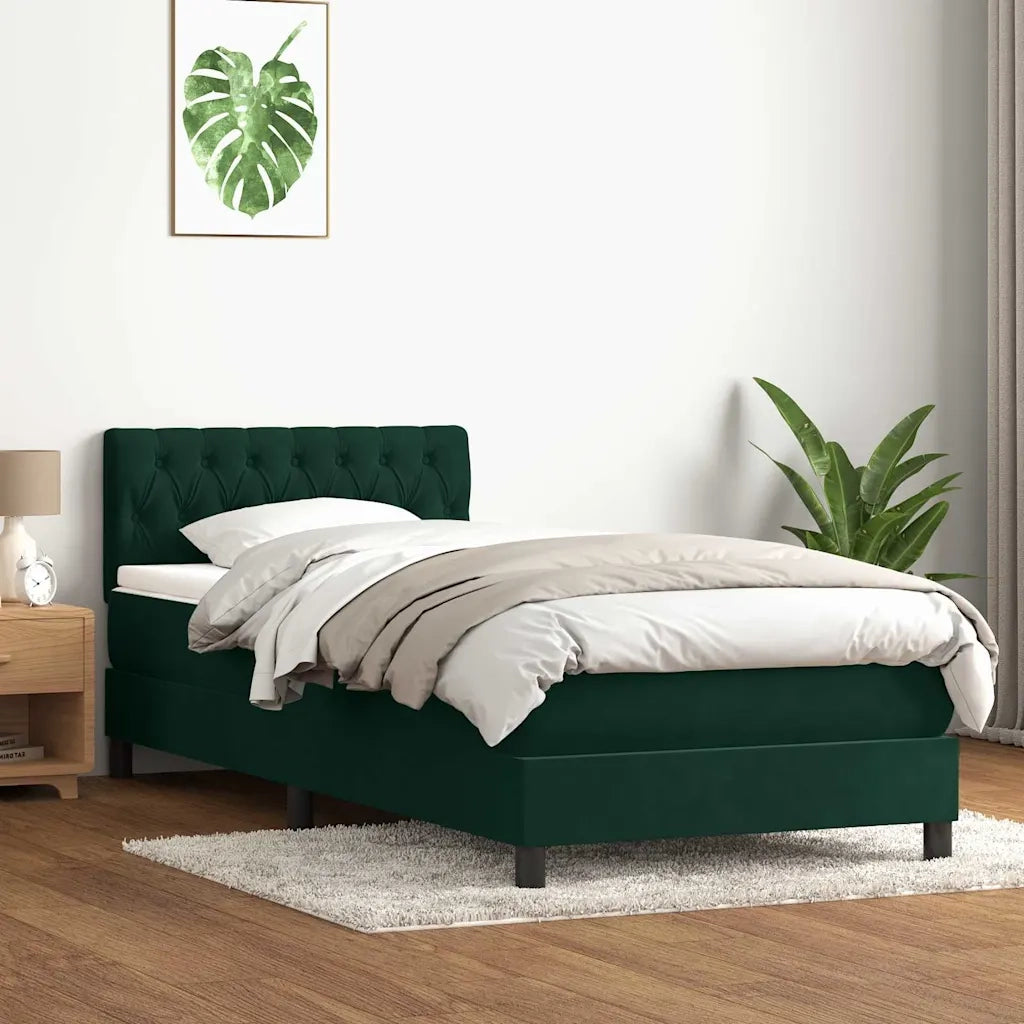 Giroletto a Molle con Materasso Verde Scuro 80x220 cm Velluto 3316524