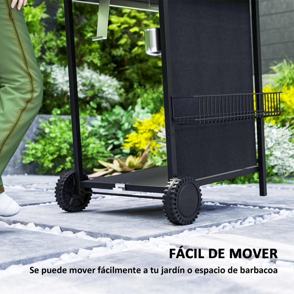 Barbecue a Gas 3 Bruciatori con Griglia e Termometro ¨C zephmum ¨C Nero 108x54x97 cm