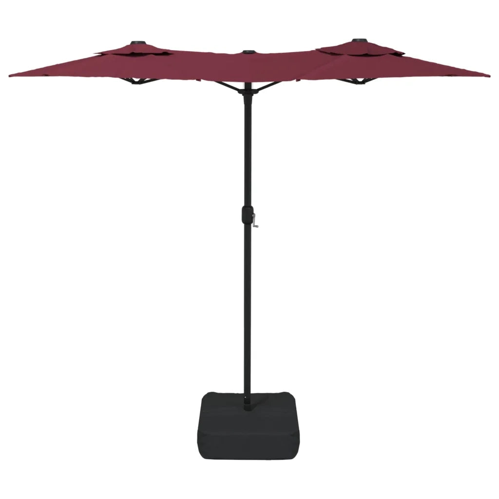 Ombrellone a Doppia Testa con LED-Ombrello da giardino Rosso Bordeaux 316x145 cm