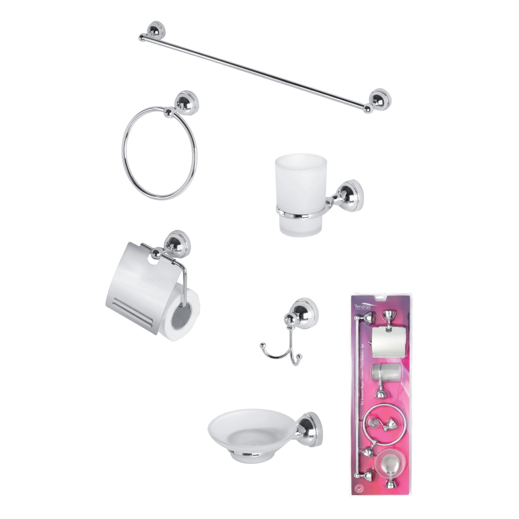 SET 6 ACCESSORI BAGNO NOVA CROMO / VETRO