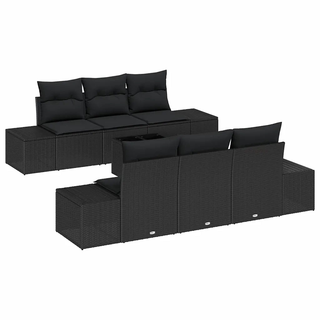 Set Divano da Giardino con cuscino 8 pcs Nero polyrattan 3355622