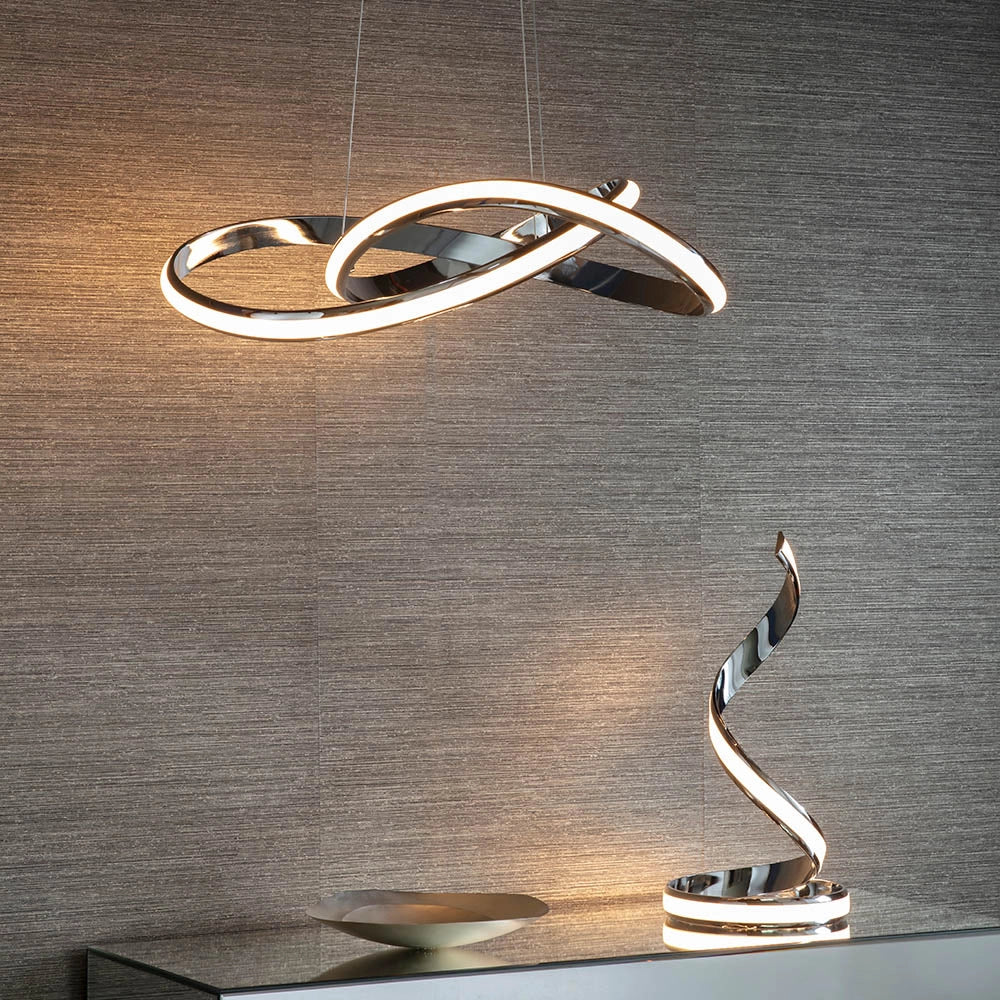 Lampada sospensione loop LED cromata 40,5W Endon ARIA
