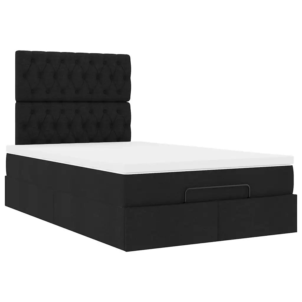 Struttura Letto Pouf con Materasso Nero 120x200 cm in Tessuto 3314081