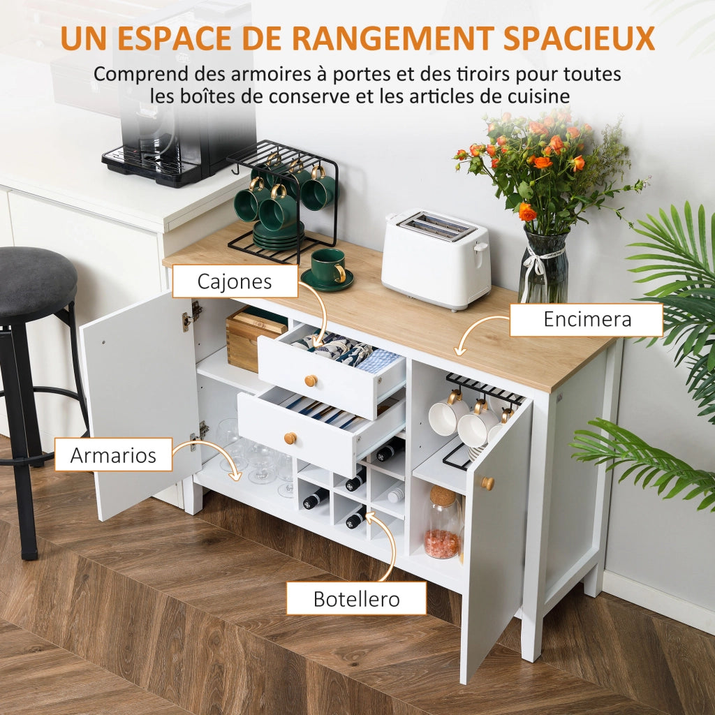 Cassettiera da cucina con porta bottiglie ¨C Minimal ¨C 110x35x75 cm bianco