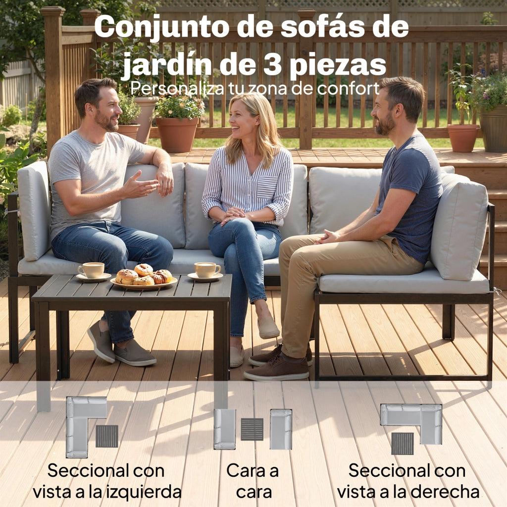 Set da giardino 2 divani 2 posti con cuscini e tavolino ¨C Minimal ¨C grigio