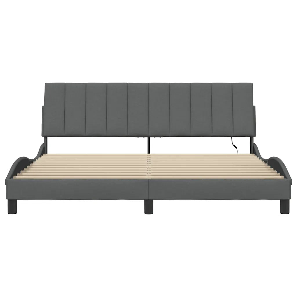 Letto matrimoniale | Letto per adulti | Giroletto senza Materasso Hanko Grigio Scuro 180x200 cm Tessuto