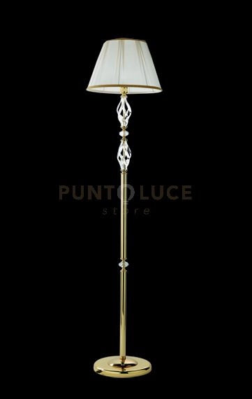 PIANTANA 1306 1 LUCE TRASPARENTE E ORO ATTACCO E27 H.151+26CM