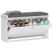 Scarpiera con Panca e Cuscino per 8 Paia di Scarpe ¨C Minimal ¨C Bianco 80x26x48 cm