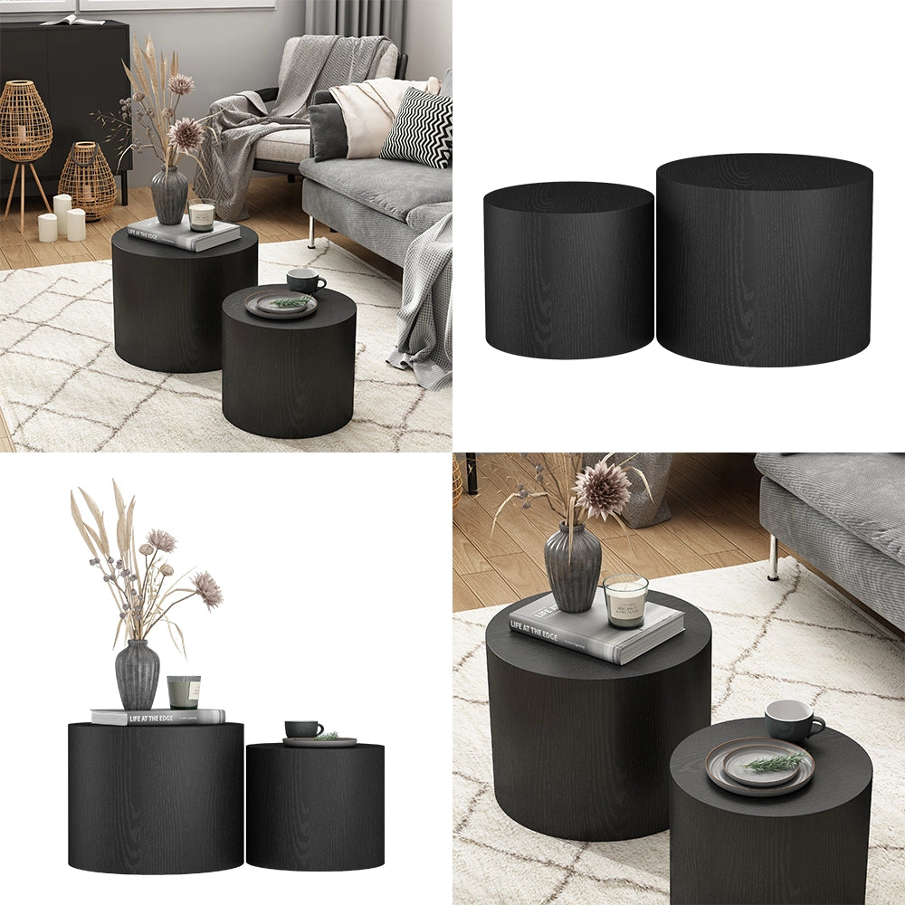 Vicco Set di tavolini Nero 48 x 48 cm