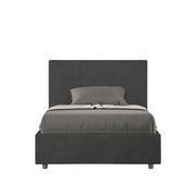 BS COM Letto una piazza e mezza con rete imbottito 120x190 microfibra grigio