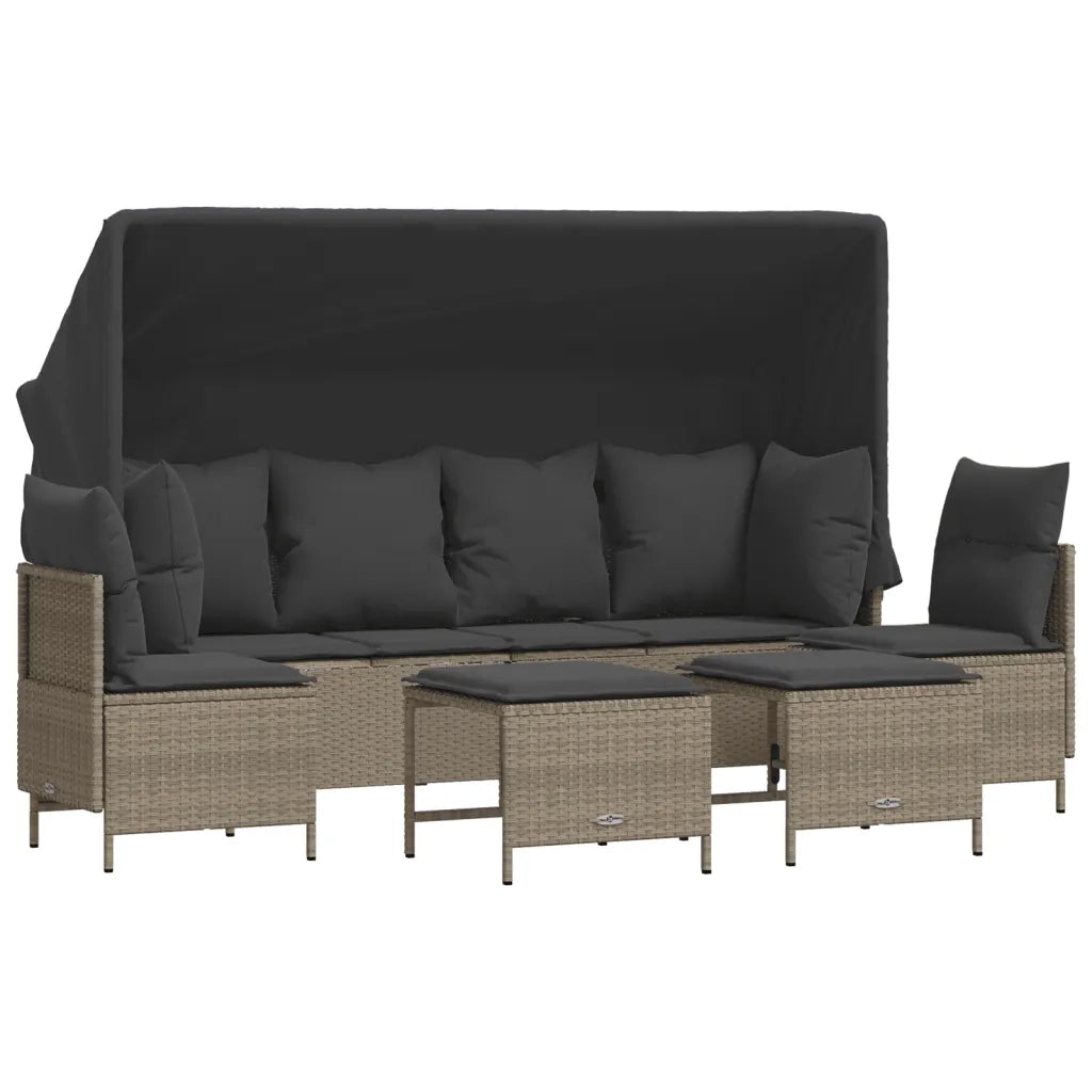 Set Divano da Giardino 5pz con Cuscini Grigio Chiaro Polyrattan