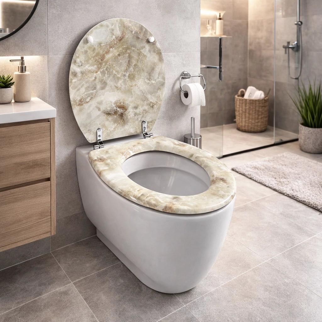 Sedile Copriwater Universale Per Bagno Effetto Marmo MDF 450x375 mm 52966A