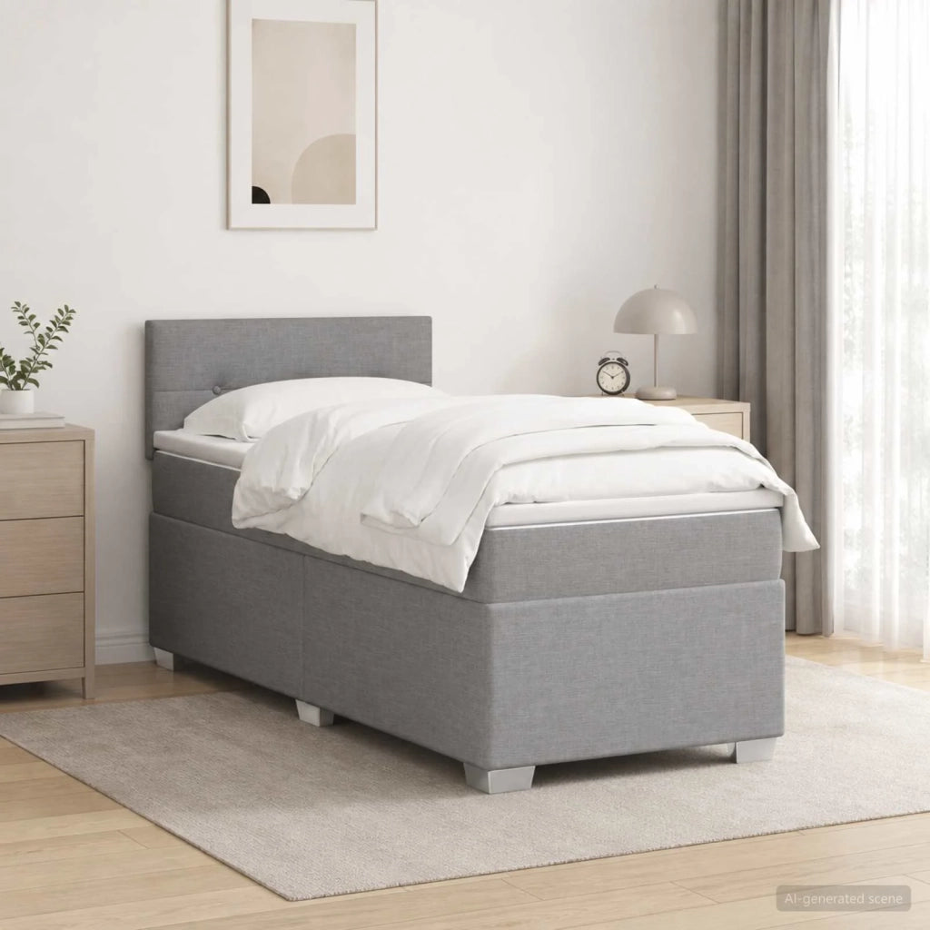 Letto box spring con materasso Grigio Chiaro 90 x 190 cm 3450369