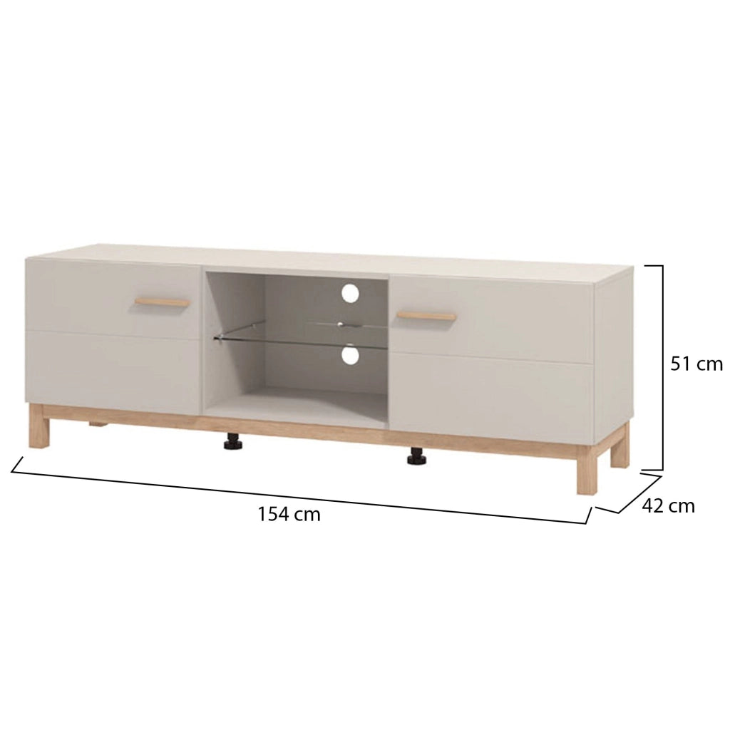 Dosimo, Mobile Porta tv un Ripiano, 154x41.5x50.5h cm Beige