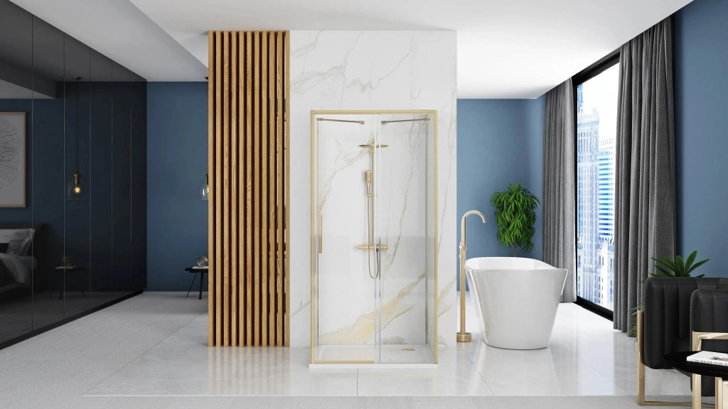 Cabina Doccia A Parete Rea Rapid Slide Brush Gold 160x100