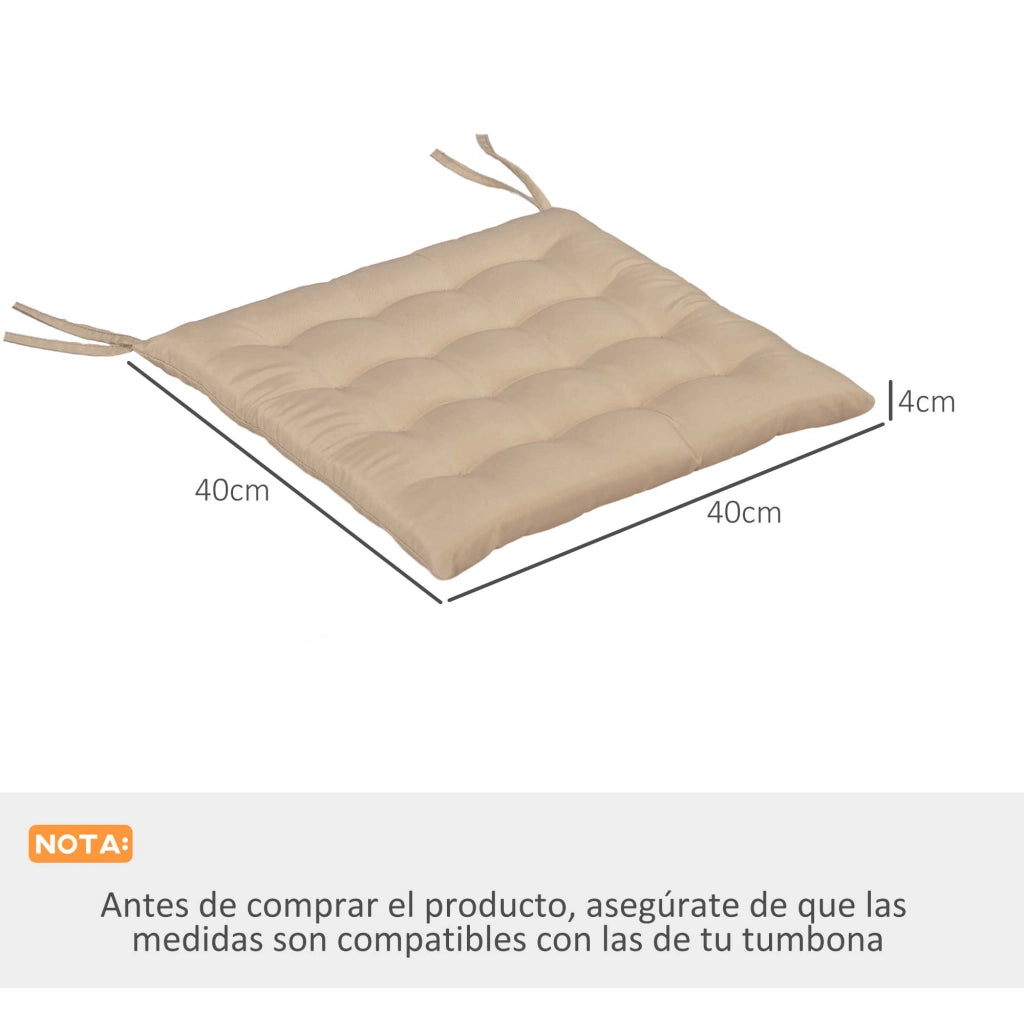 Set 6 Cuscini per Sedie ¨C Xylo ¨C Imbottiti con Lacci 40x40 cm Cachi