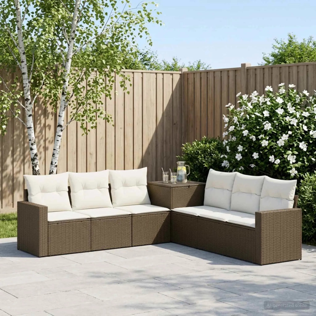 Set di divani 7 pz Marrone e Bianco Crema 3448780
