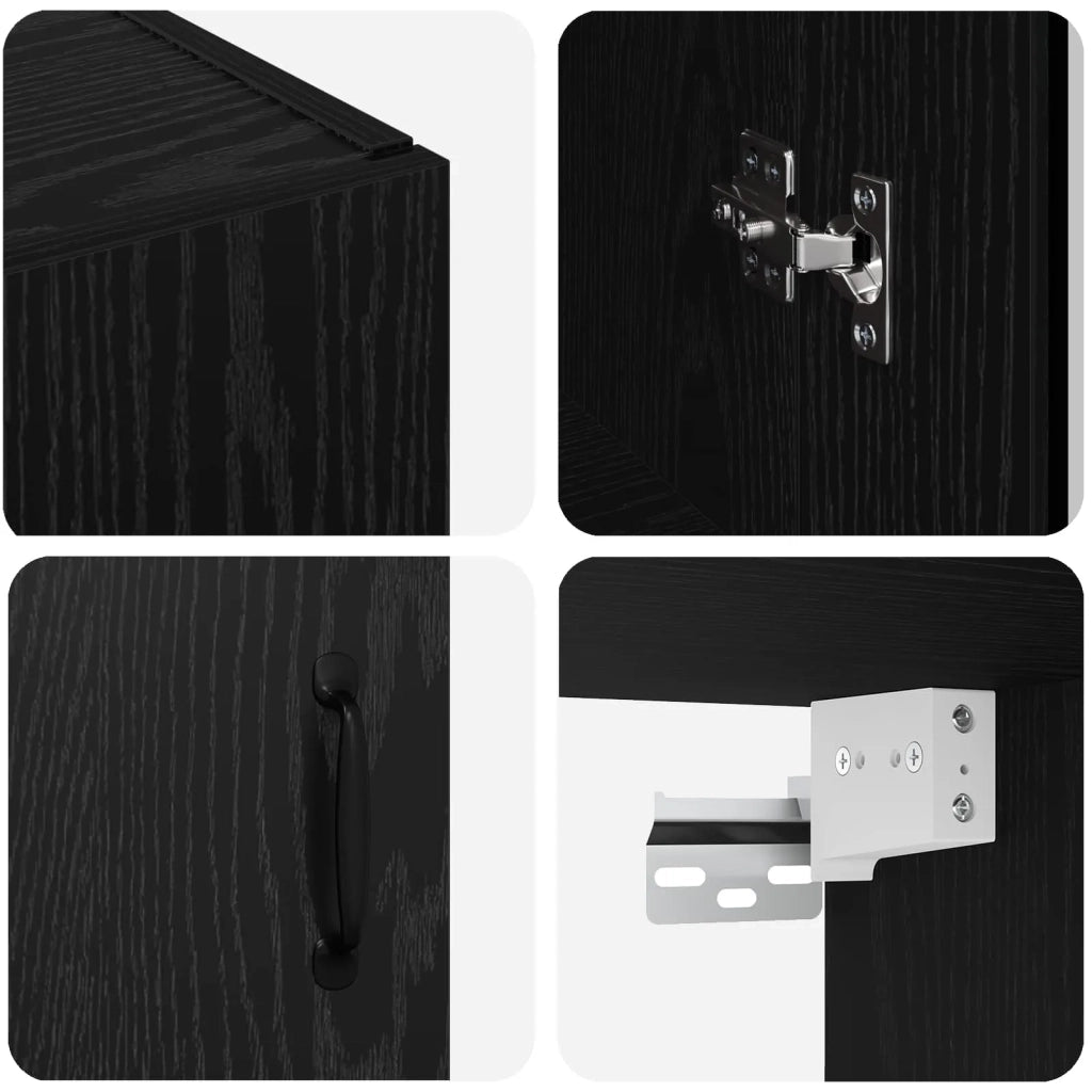 Armadio Montaggio a parete Rovere Nero 69,5 x 34 x 90 cm 879467