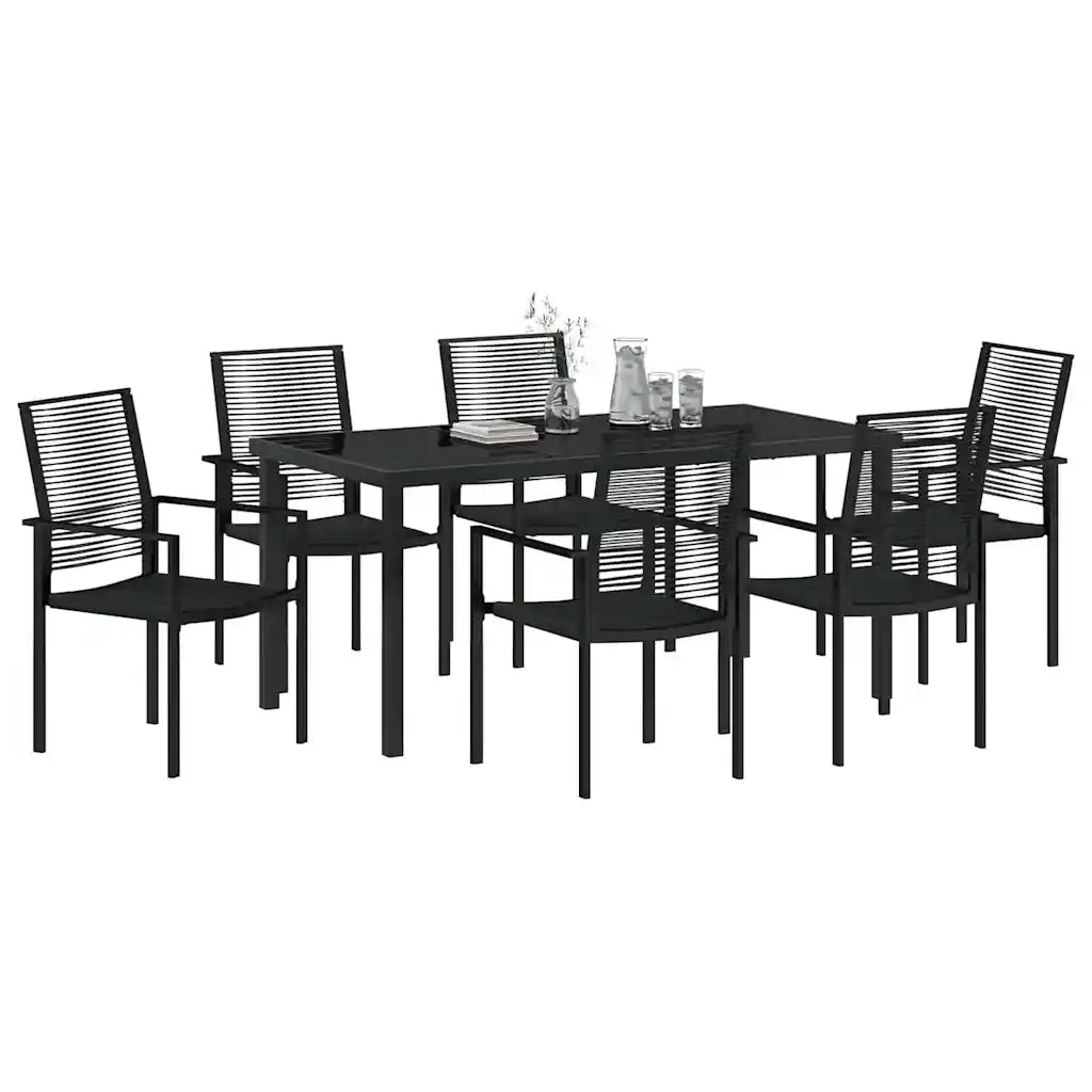 Set da Pranzo per Giardino 7 pcs Nero
