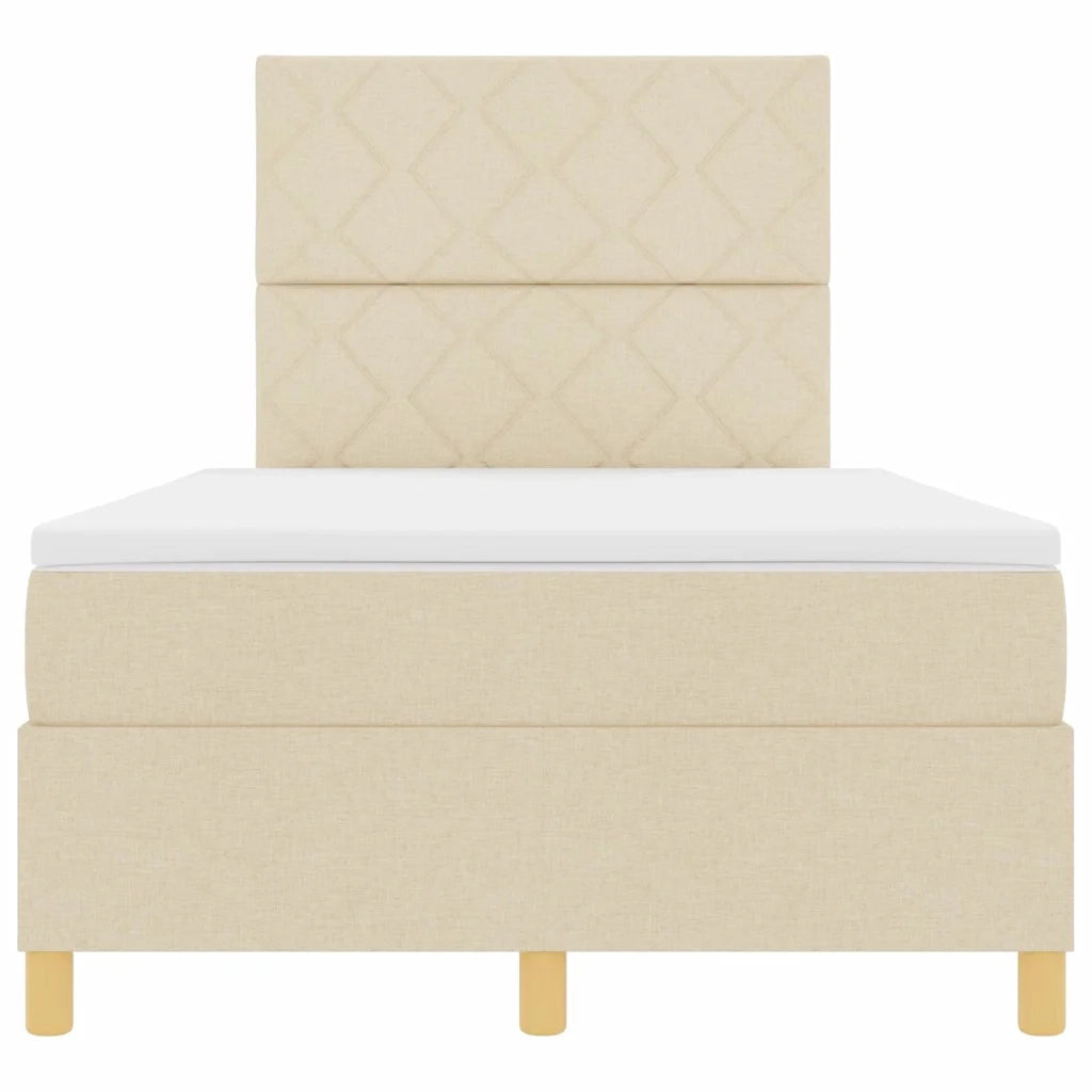Letto a Sorgente LED con materasso Crema 120 x 190 cm Tessuto 3343164