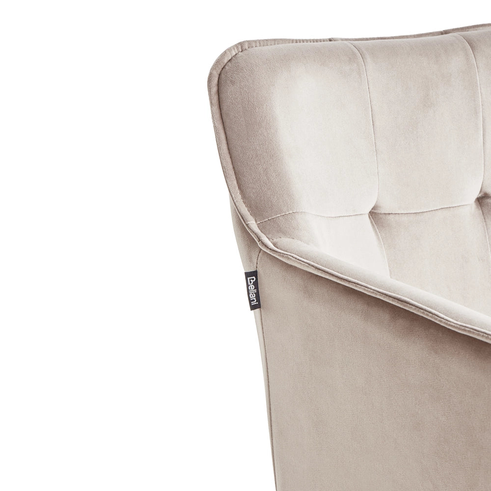 Set di 2 sedie da pranzo con sedile imbottito in velluto beige tortora con braccioli e gambe in metallo Nero