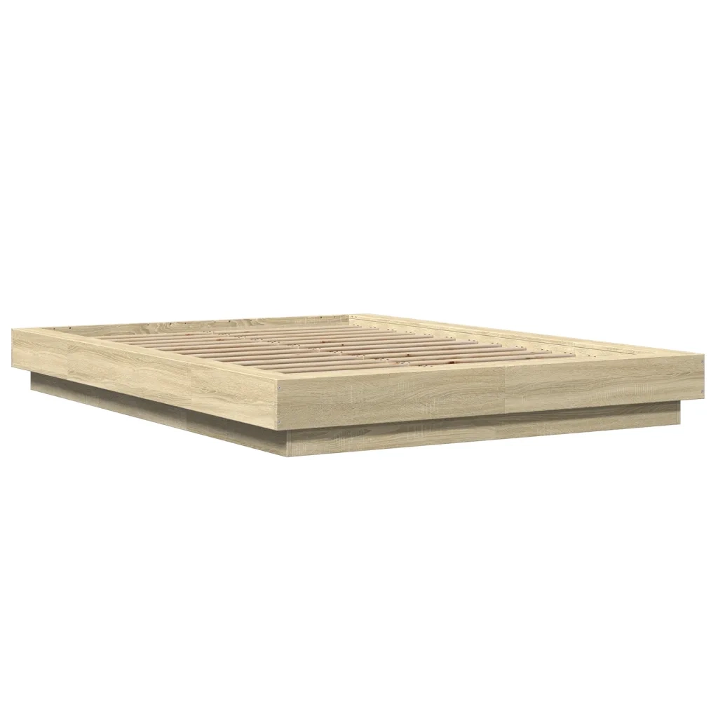 Letto matrimoniale | Letto per adulti | Giroletto Rovere Sonoma 140x200 cm in Legno Multistrato