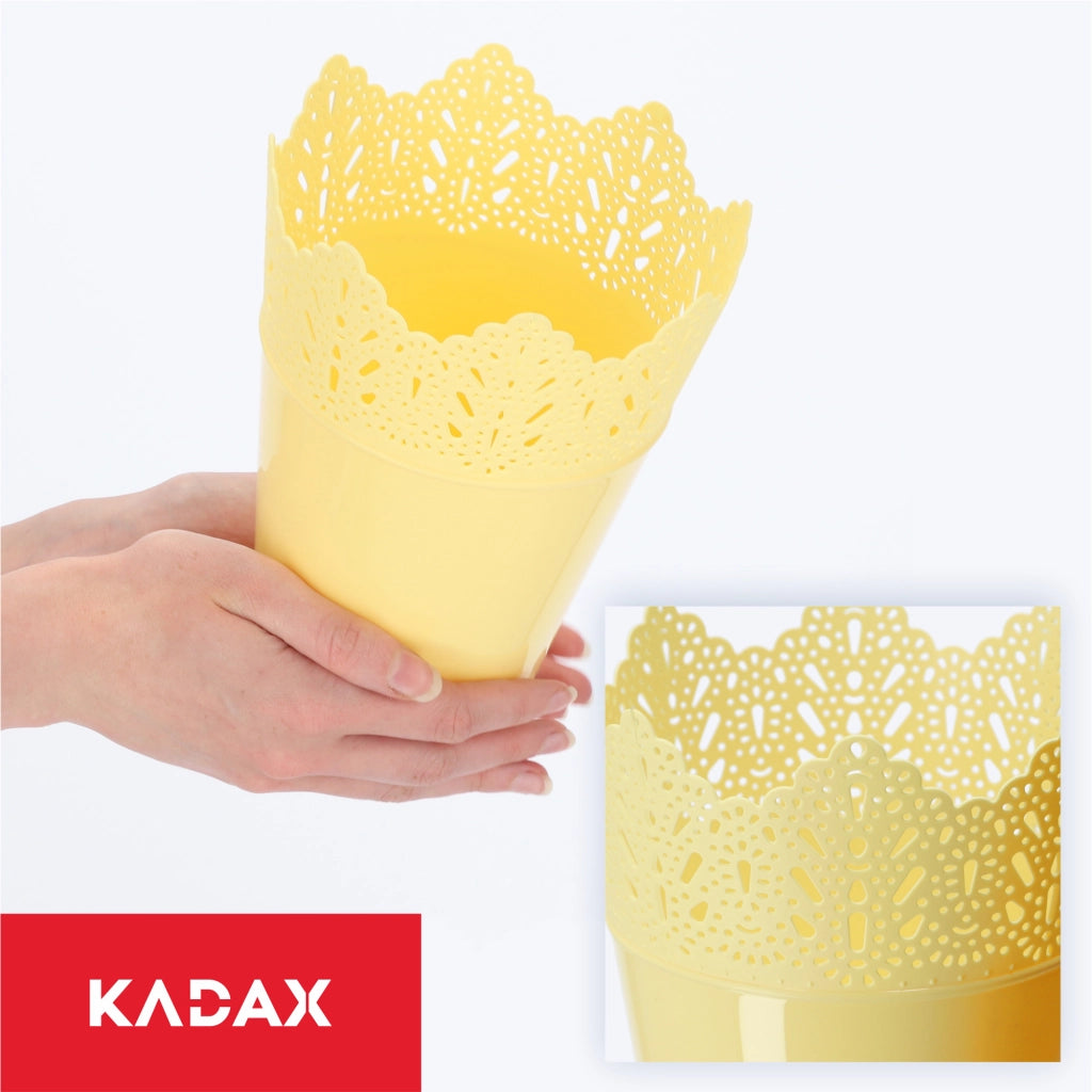 Vaso da fiori KADAX, vaso da fiori, coperchio, vaso da fiori alto in plastica, 14,5 cm, giallo