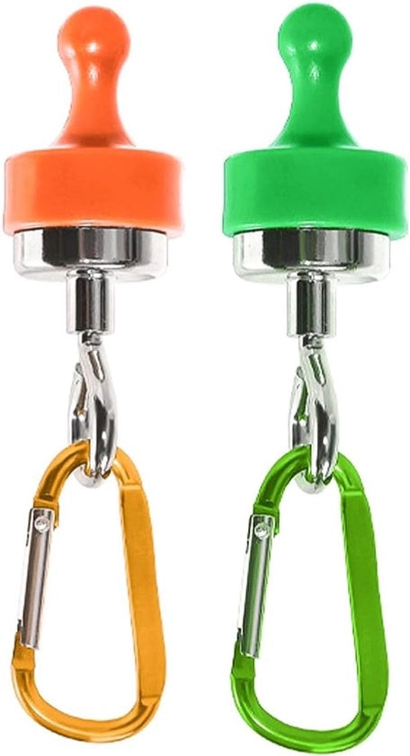 Haken magnetici per uso esterno con D-Type fissaggio - Ideali per tende da campeggio, garage e frigoriferi - Verde fluorescente/Arancione - Duraturo e pratico