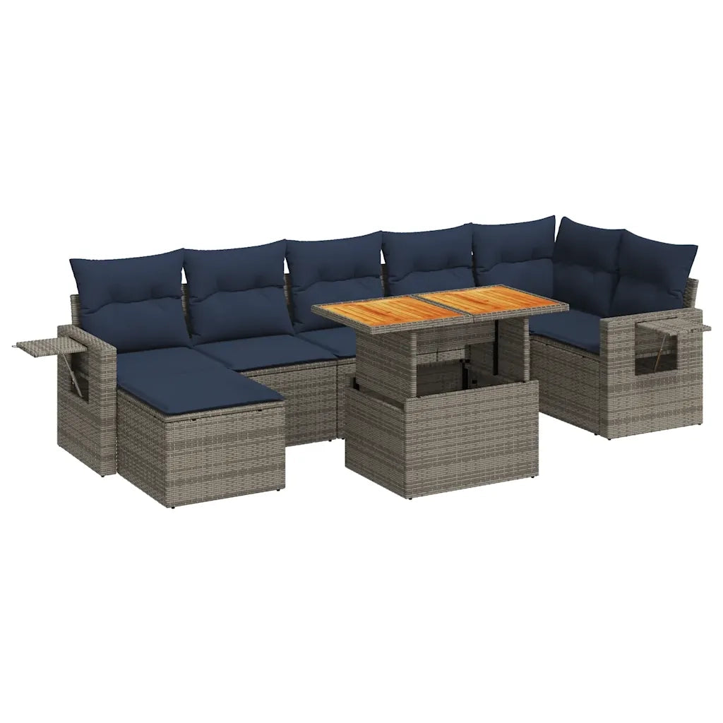 Set Divano da Giardino 8 pz con Cuscini Grigio in Polyrattan 3327183