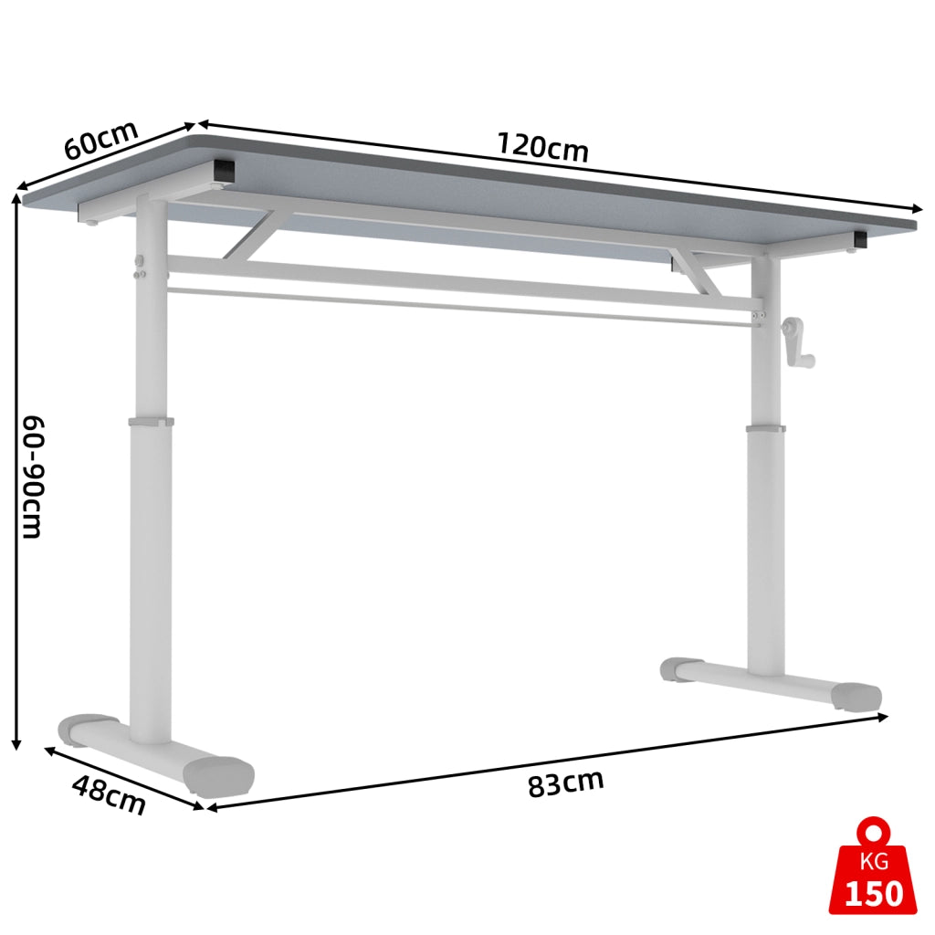 SCRIVANIA Regolabile in altezza 128x66 cm Grigio Metallo e Legno