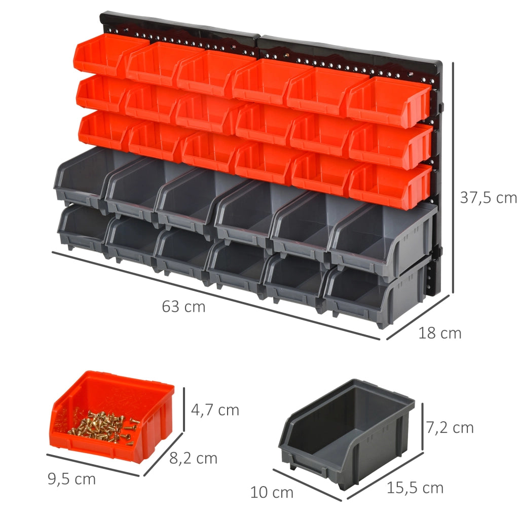 Libreria da Parete con Casse per Ripiano ¨C Minimal ¨C Rosso 37.5x18x63 cm
