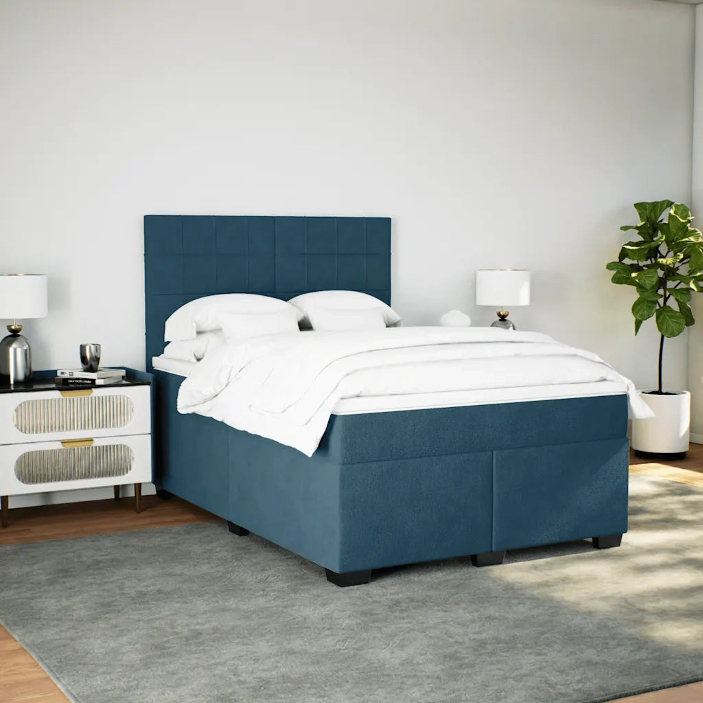 Giroletto a Molle con Materasso Blu 140x200 cm in Velluto