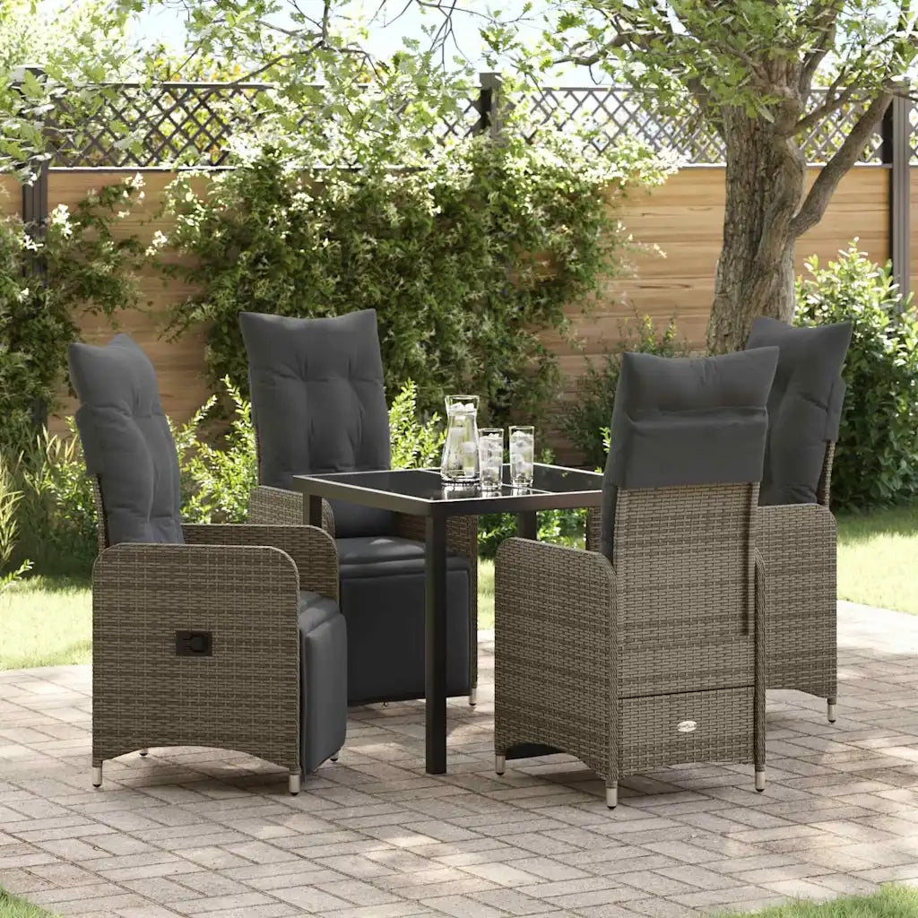 Set da Pranzo per Giardino con cuscino 5 pcs Beige polyrattan 3379682