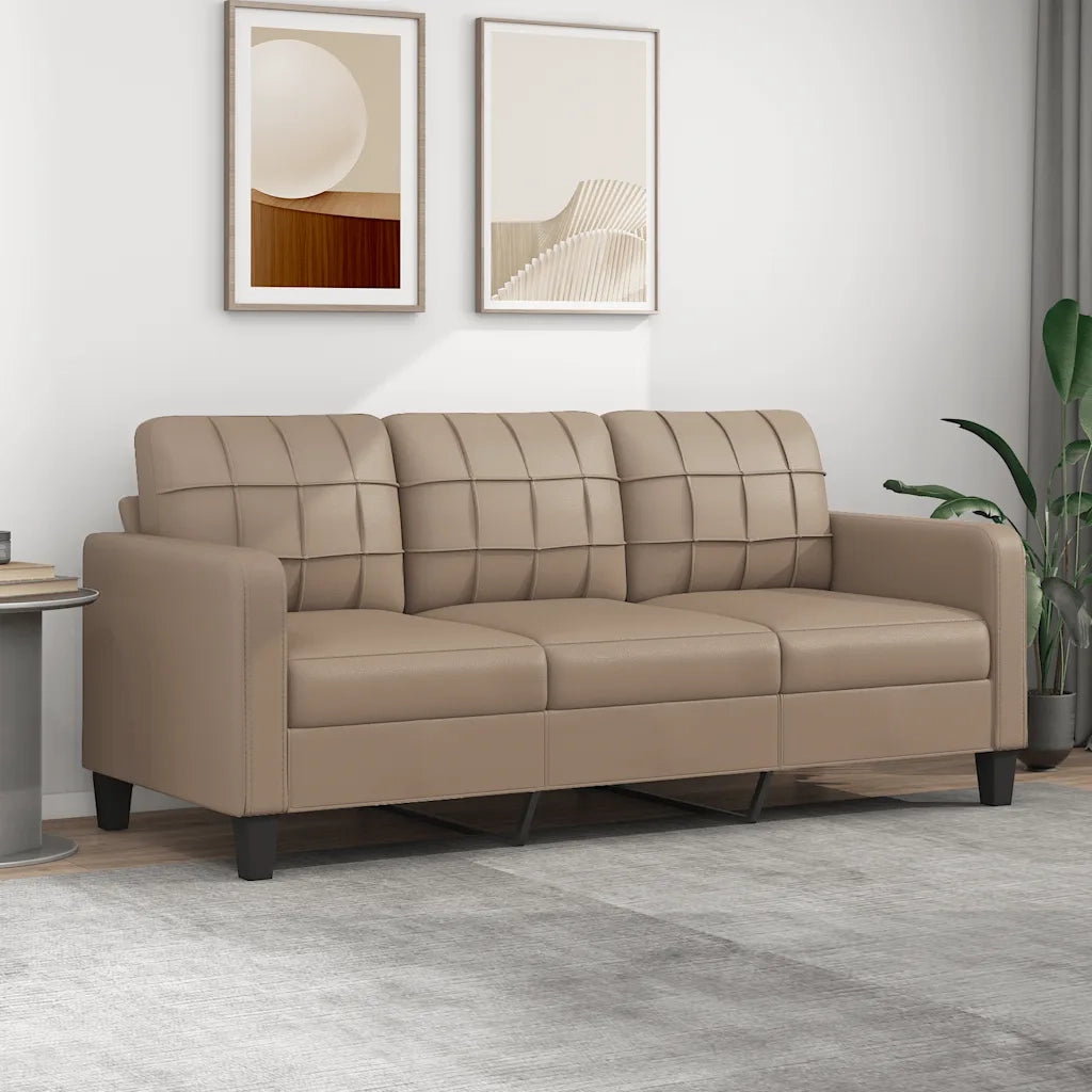 Divano a 3 Posti-Sofa 3 Posti Cappuccino 180 cm in Similpelle 703634
