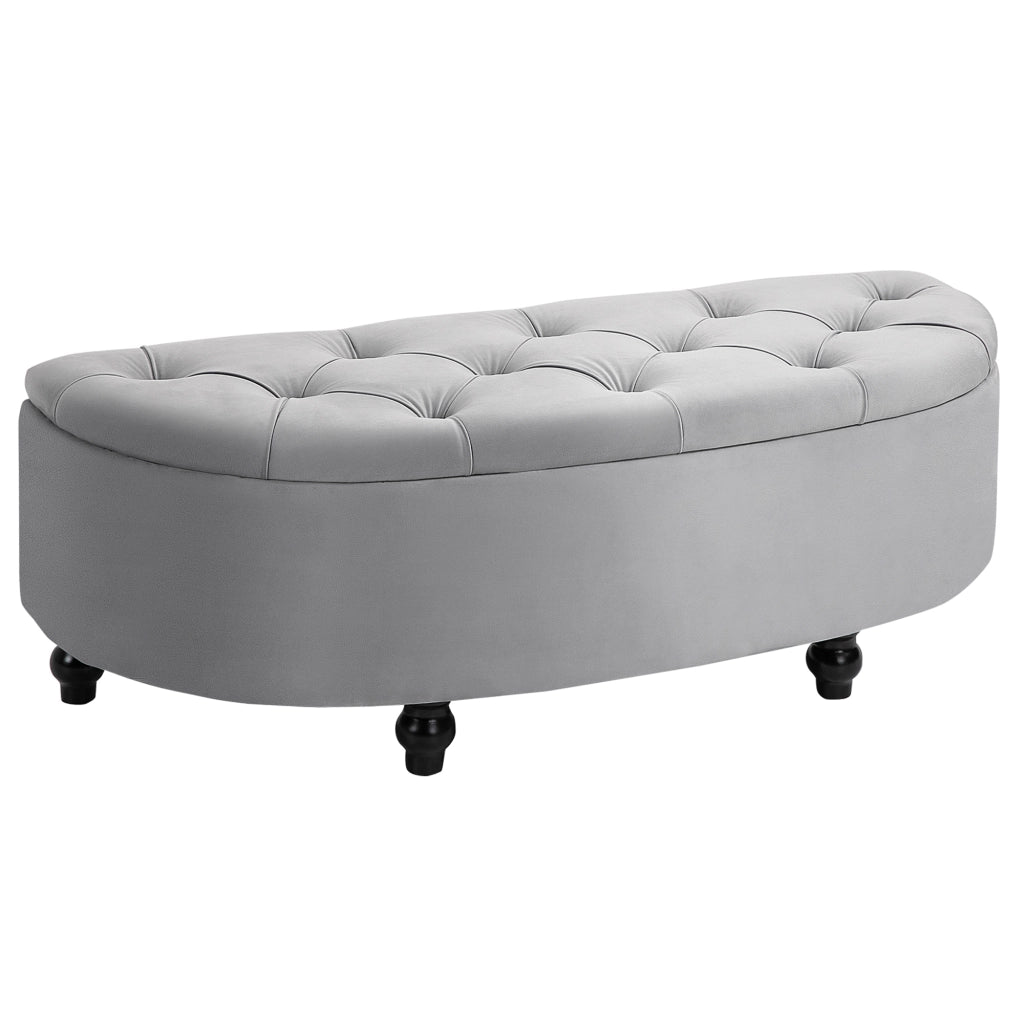 Pouf contenitore capitonn¨¦ velluto ¨C Minimal ¨C grigio 120x46x42 cm