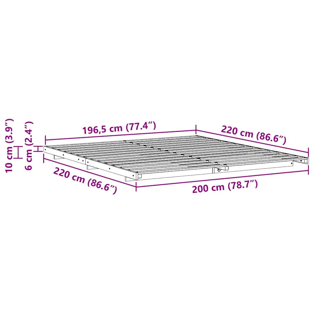 Struttura del letto Marrone cerato 200 x 220 cm Pino massello 873141