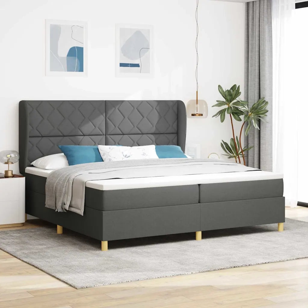 Letto a molle con materasso Grigio scuro 200 x 200 cm Tessuto 3340838