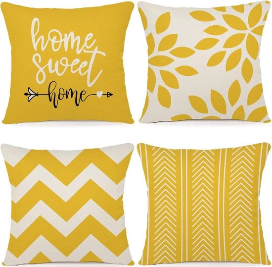 Set di cuscini per divano da 4 - decorativo - 40x40 cm - giallo - lino