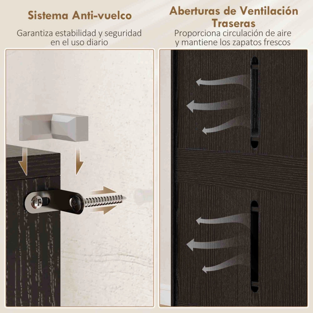 Scarpiera con ante e ripiani regolabili ¨C Minimal ¨C Nero brillo 80x30x100