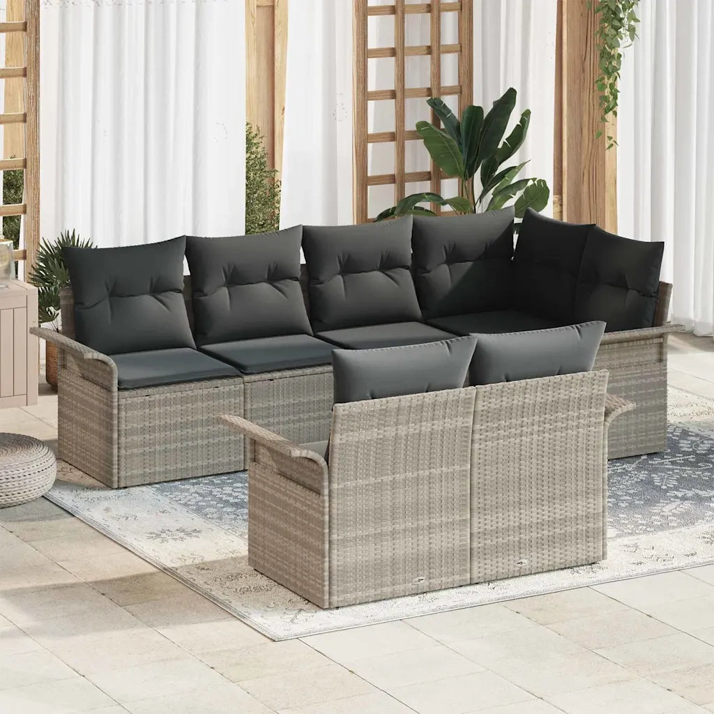 Set Divano da Giardino 7 pcs Grigio chiaro polyrattan