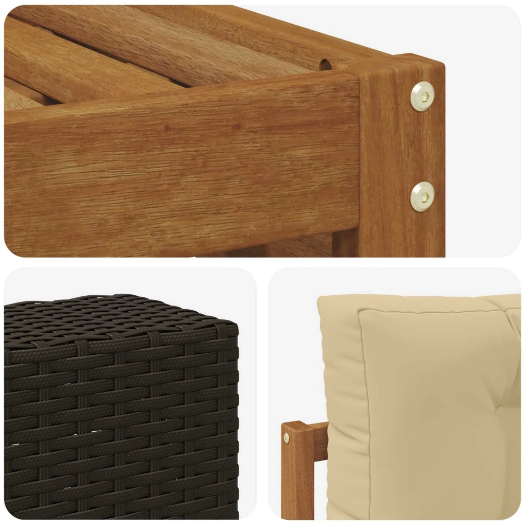 Set di divani da esterno con cuscino 5 pcs Naturale e Beige 3383006