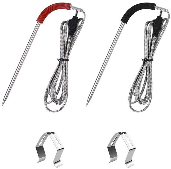Set di Sostituzione per Termometro a Infrarossi per Grill - Temperatura - Acciaio Inossidabile - Adatto per Barbecue - Incluso Supporto per Termometro con Clip - Alta Temperatura