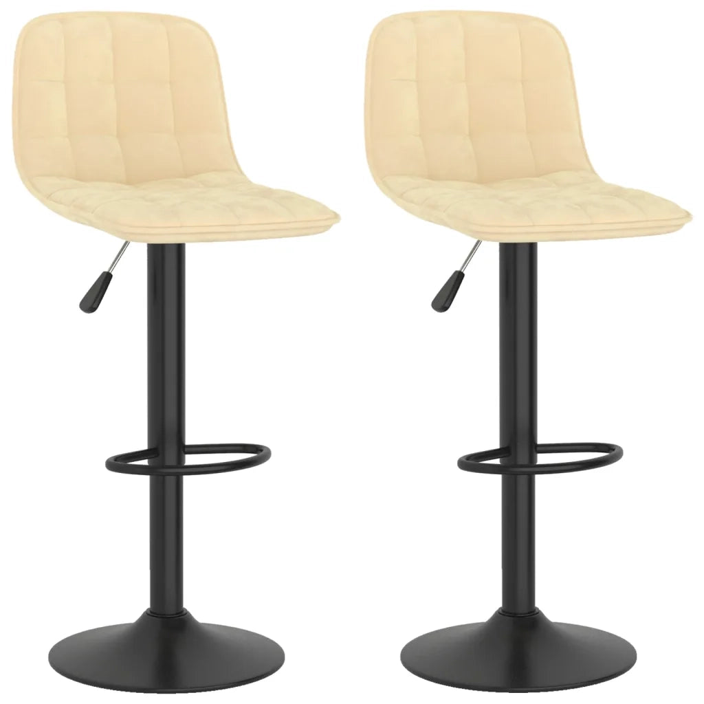 Sedie da Bar 2 pz Crema in Velluto 333990